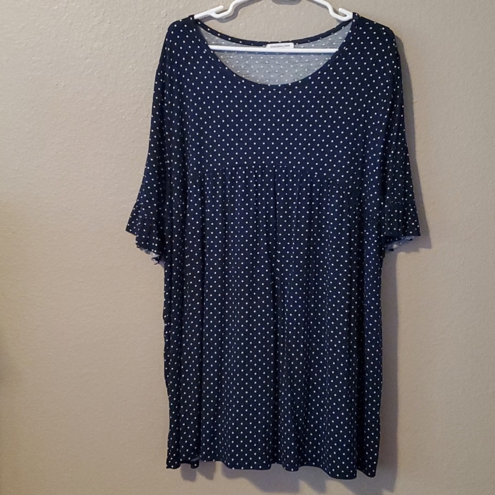 Blue polka dot baby doll Blouse 3XL